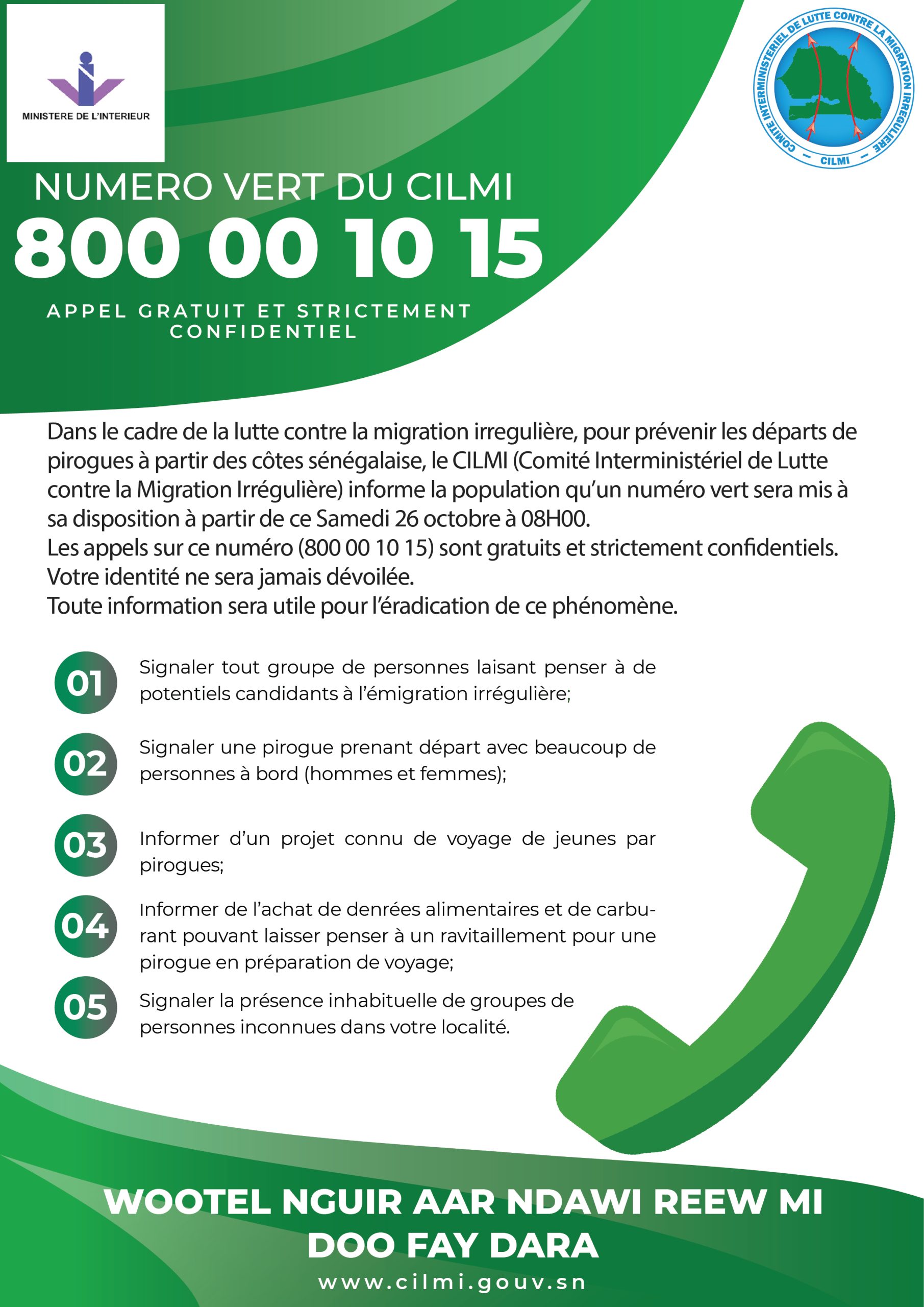 COMMUNIQUE NUMERO VERT DU CILMI